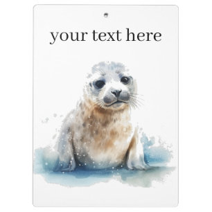 Charming Watercolor Seal Pup, custom  Clipboard