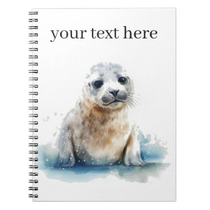 Charming Watercolor Seal Pup, custom Notebook