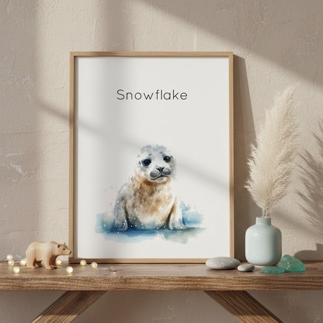 Charming Watercolor Seal Pup, custom Poster (Creator Uploaded)
