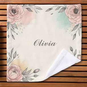 Charming Watercolor Sketchy Flowers Wash Cloth