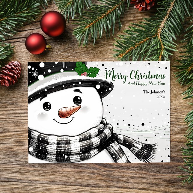Charming Watercolor Snowman Christmas Holiday Card (Creator Uploaded)