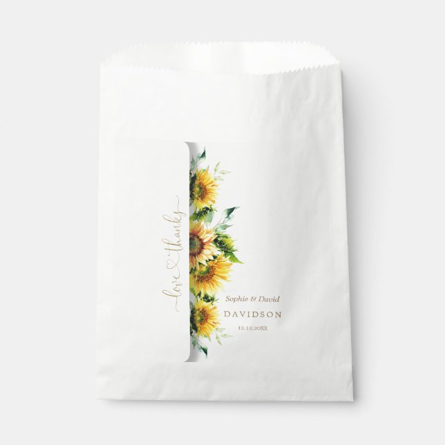 Charming Watercolor Sunflowers Wedding Favour Bags (Front)