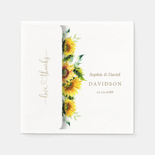 Charming Watercolor Sunflowers Wedding Napkin