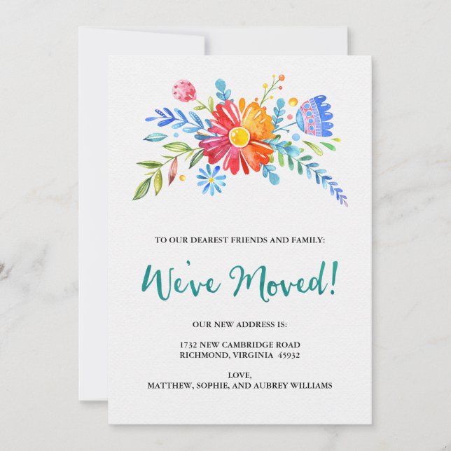 Charming Watercolor We've Moved Announcement (Front)