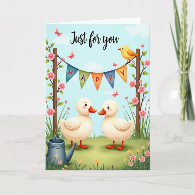 Charming Waterfowl Birthday Card (Front)
