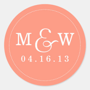 Charming Wedding Monogram Sticker - Coral