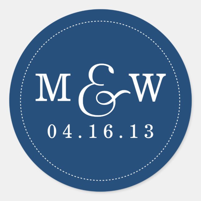Charming Wedding Monogram Sticker - Navy (Front)