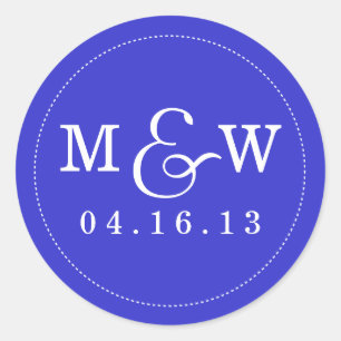 Charming Wedding Monogram Sticker - Royal Blue