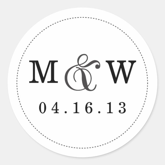 Charming Wedding Monogram Sticker - White (Front)