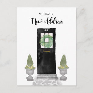 Charming We've Moved New Address Black Door Postcard