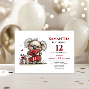 Charming whimsical koala design kids birthday invitation