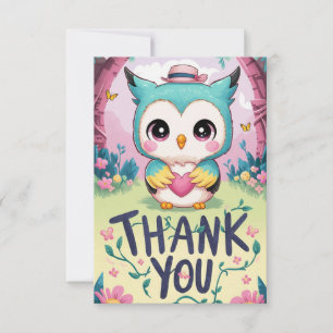 Charming Whimsical Owl Thank You Card