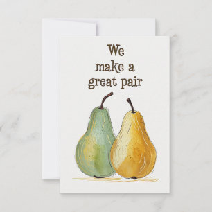 Charming Whimsical Pears Illustration for Greeting Card
