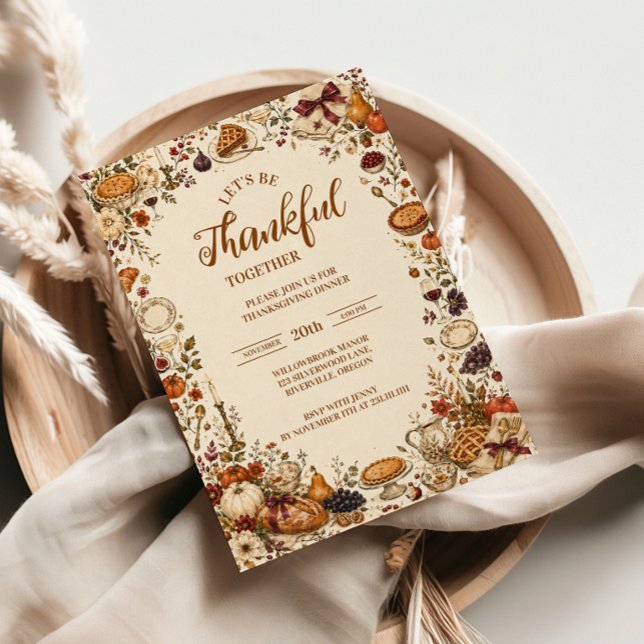 Charming Whimsical Thanksgiving Feast Invitation (Creator Uploaded)