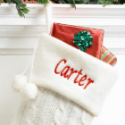 Charming White Cable-Knit Christmas Stocking