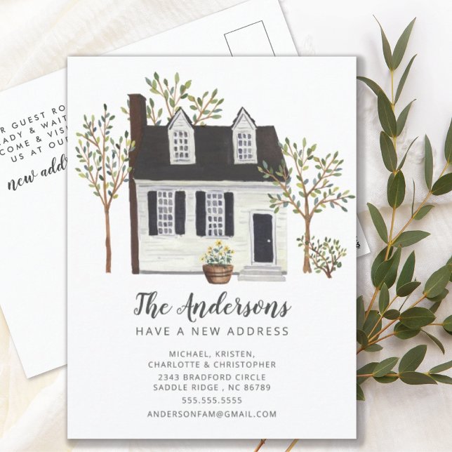 Charming White Cape House | Moving Announcement Postcard (Creator Uploaded)