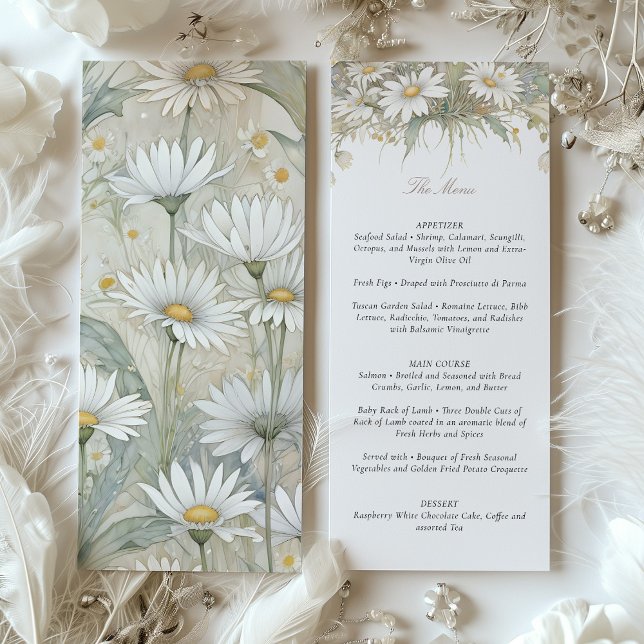 Charming Wild Daisy Wedding Menu Delicate Florals Invitation (Creator Uploaded)