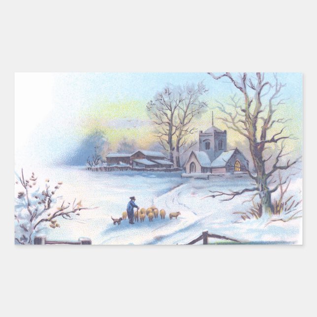 Charming Winter Scene 2 Rectangular Sticker (Front)