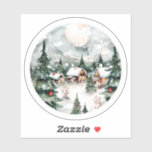 Charming Winter Village With Snow & Lights<br><div class="desc">A picturesque winter landscape unfolds in a cosy village,  where charming homes are adorned with festive lights.</div>