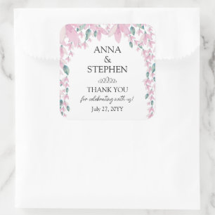 Charming Wisteria Floral Wedding Square Sticker