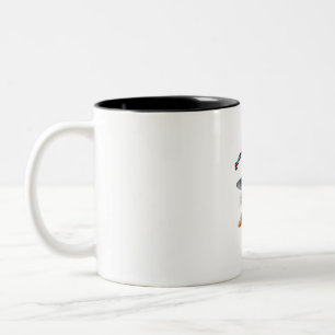 Charming Witch Girl Halloween Decor with Pumpkins Two-Tone Coffee Mug