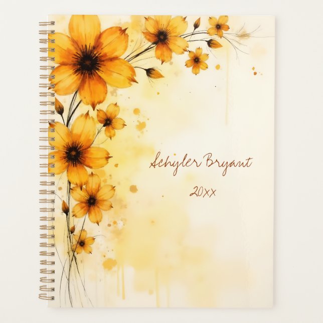 Charming Yellow Floral Botanical Watercolor Planner (Front)