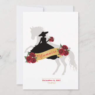 Charra Quinceanera Invitation, Red Roses Mariachi