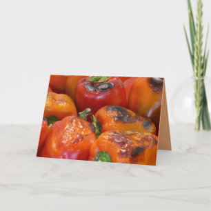 Charred Red and Orange Peppers Blank Greeting Card
