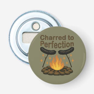 Charred to Perfection Funny Campfire Hot Dog Bottle Opener