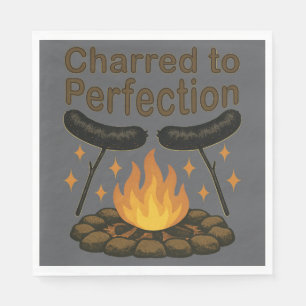 Charred to Perfection Funny Campfire Hot Dog Napkin