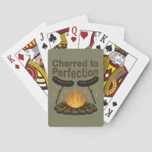 Charred to Perfection Funny Campfire Hot Dog Playing Cards