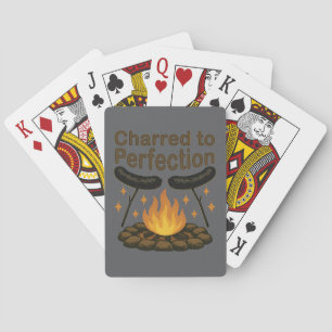 Charred to Perfection Funny Campfire Hot Dog Playing Cards