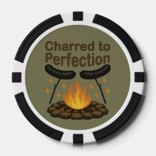 Charred to Perfection Funny Campfire Hot Dog Poker Chips