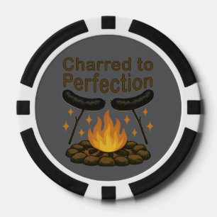 Charred to Perfection Funny Campfire Hot Dog Poker Chips