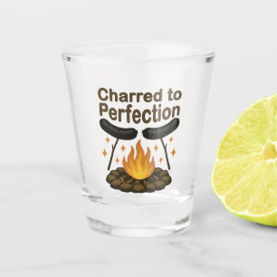 Charred to Perfection Funny Campfire Hot Dog Shot Glass