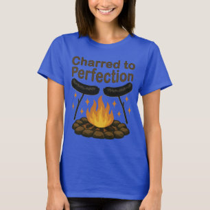 Charred to Perfection Funny Campfire Hot Dog T-Shirt