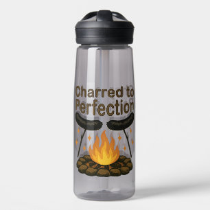 Charred to Perfection Funny Campfire Hot Dog Water Bottle