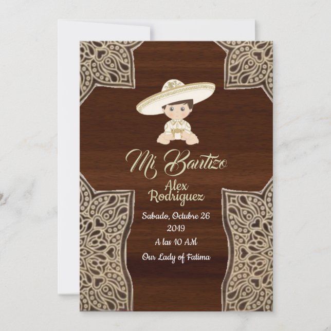 charro baby baptism invitation (Front)