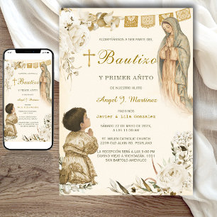 Charro Bautizo Niño Virgen Guadalupe Primer Añito Invitation