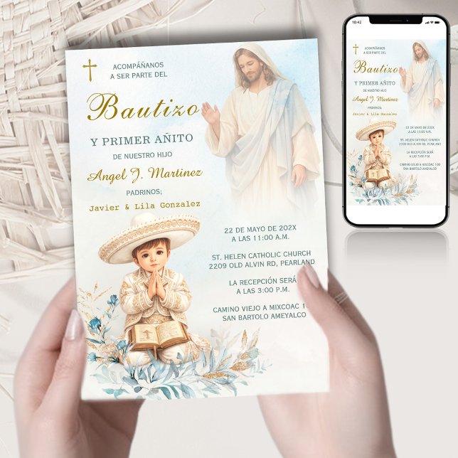 Charro Bautizo Y Primer Añito Niño Invitation (Creator Uploaded)