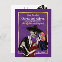 Charro Catrina Sugar Skulls Purple Save the Date