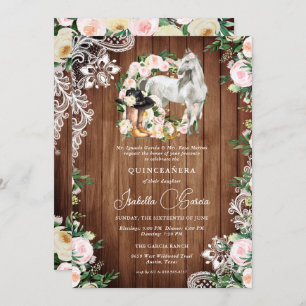 Charro Horse Cowgirl Quinceañera 15th Birthday Invitation