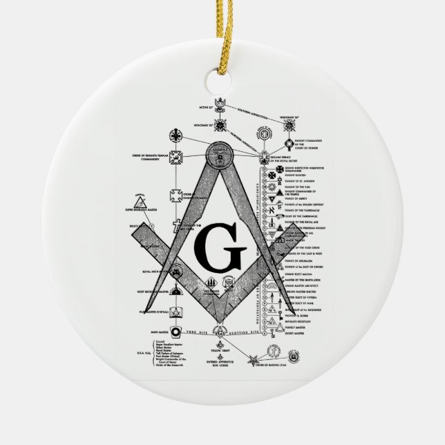 Chart of Masonic Degrees Ceramic Tree Decoration (Front)