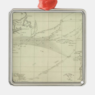 Chart of the Atlantic Ocean Metal Tree Decoration