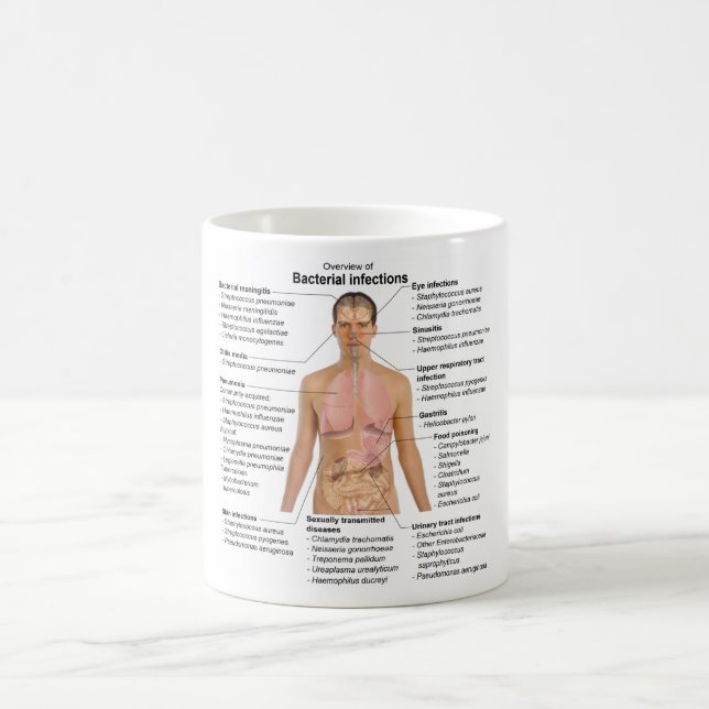 Chart of the bacterial infections in Humans  Coffee Mug (Center)