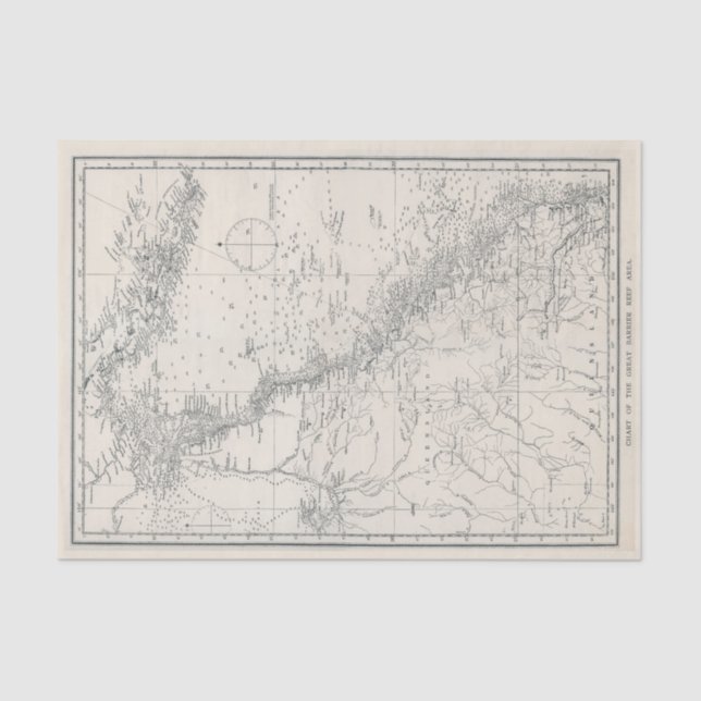 Chart of the Great Barrier Reef Area Map Tissue Paper (Front)