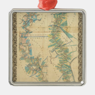 Chart of The Lower Mississippi River Metal Tree Decoration