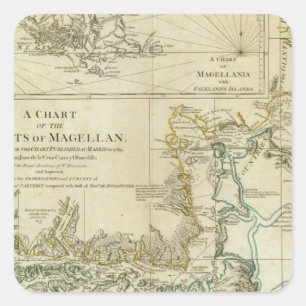 Chart Of The Straits Of Magellan Square Sticker