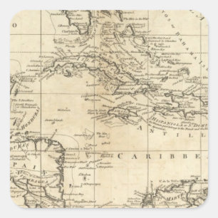 Chart of the West Indies 2 Square Sticker