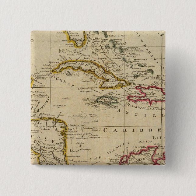 Chart of the West Indies 3 15 Cm Square Badge (Front)